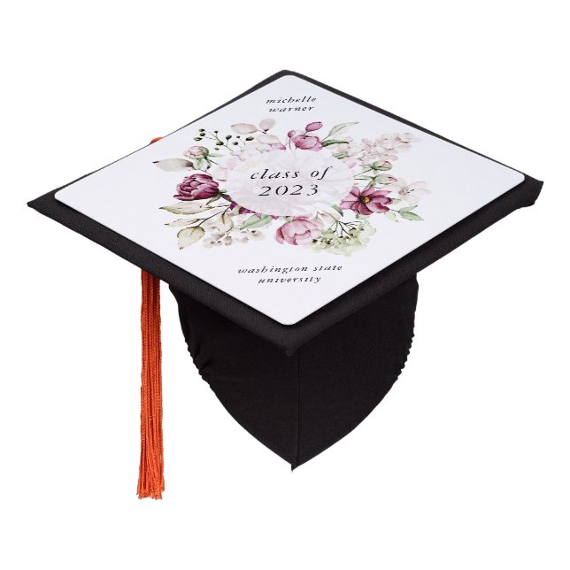 Toque De Diplômé magenta peonies élégante graduation (Incliné)