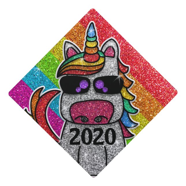 Toque De Diplômé Magical Rainbow Unicorn classe de Parties scintill (Devant)