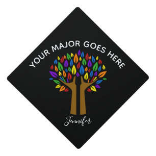 Toque De Diplômé Magnifique Custom Major Arbre Arc-en-ciel Monogram