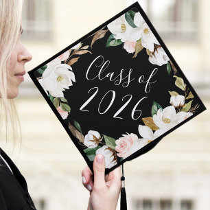 Toque De Diplômé Magnolias Aquarelles Élégants Promotion 2026