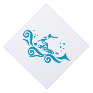 Toque De Diplômé Maori Surfer Avec Vagues Idée Cadeau
