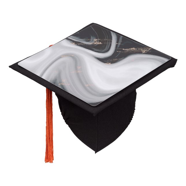 Toque De Diplômé Marbre blanc noir cool élégant (Incliné)