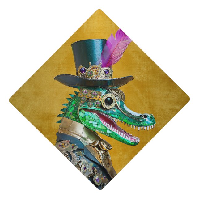 Toque De Diplômé Mardi Gras Steampunk Party Animal Alligator (Devant)