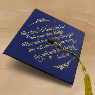 Toque De Diplômé Marine Blue Gold Foil Christian Verse Isaiah 40
