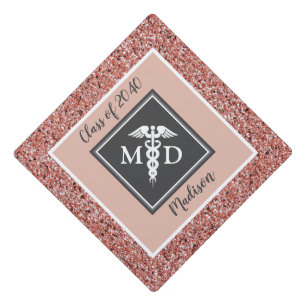 Toque De Diplômé Médicale MD Doctor Rose Gold Parties scintillant 