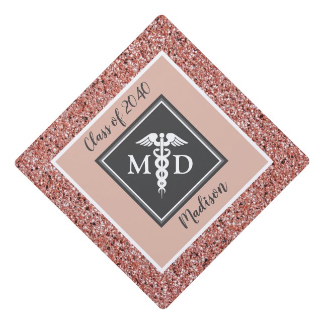 Toque De Diplômé Médicale MD Doctor Rose Gold Parties scintillant p (Devant)