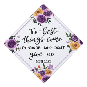 Toque De Diplômé Meilleures Choses Phrase Florale Diplômé Manuscrit