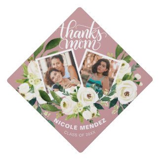 Toque De Diplômé Merci maman - 2 photos - Fleurs blanches