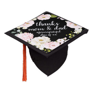 Toque De Diplômé Merci maman et le papa Hashtag rougissent floral