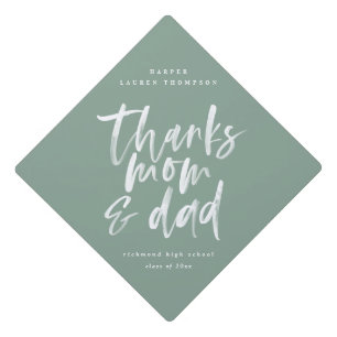 Toque De Diplômé Merci maman et papa aquarelle texte sauge vert