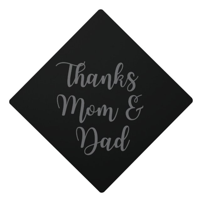 Toque De Diplômé Merci Maman et Papa Grey Black (Devant)
