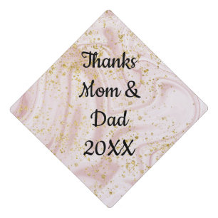 Toque De Diplômé Merci maman et papa Pink White Gold Parties scinti