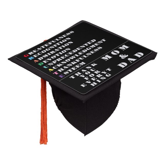 Toque De Diplômé Merci Maman Et Papa Tassel Topper (Incliné)