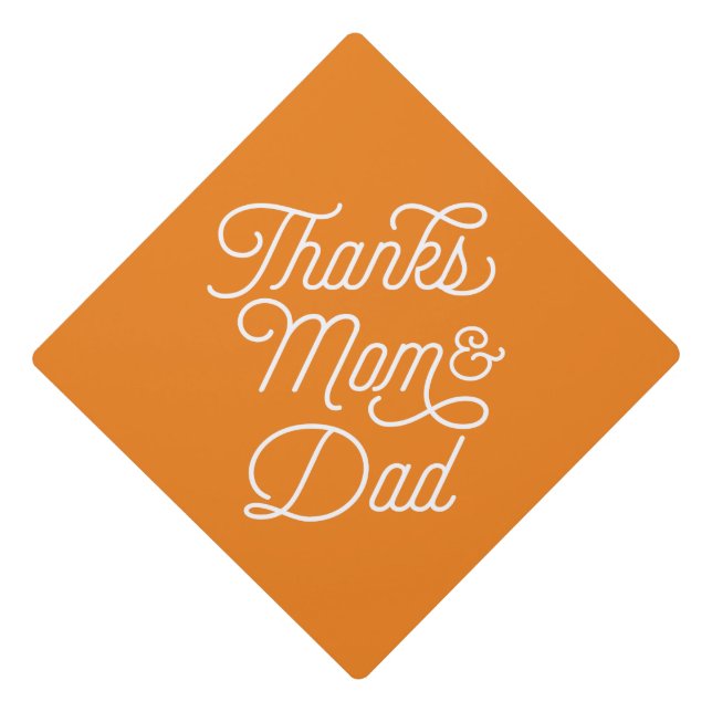 Toque De Diplômé Merci Maman & Papa à Orange (Devant)