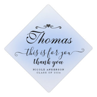 Toque De Diplômé Merci personnalisé bleu
