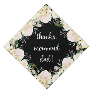 Toque De Diplômé Mercis floraux de l'aquarelle ene ivoire à la mode