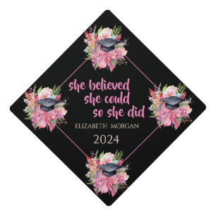 Toque De Diplômé Message Casquette-Motivationnel Floral Graduated