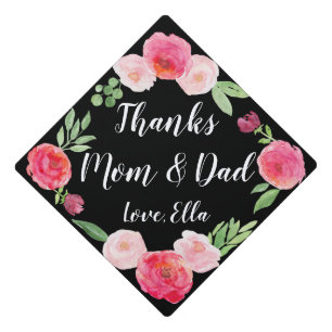 Toque De Diplômé Message personnalisé!Flore aquarelle