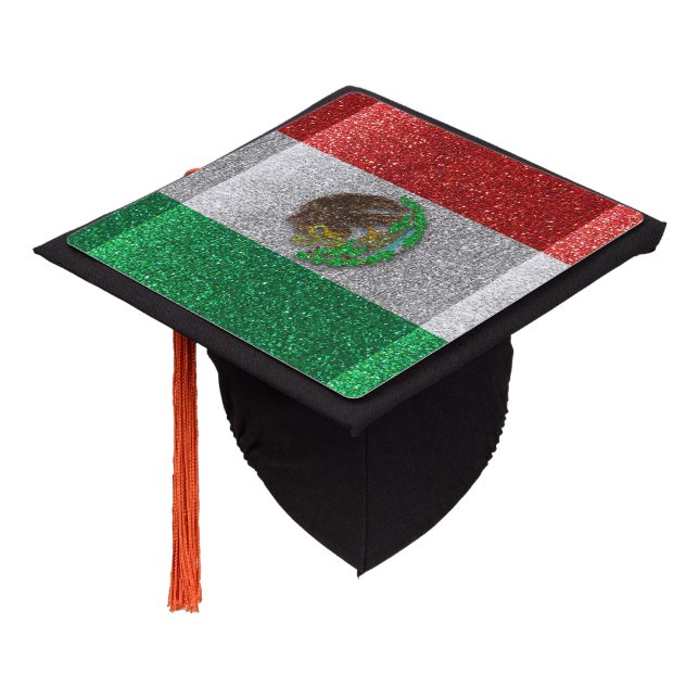 Toque De Diplômé Mexique Drapeau mexicain Parties scintillant de di (Incliné)