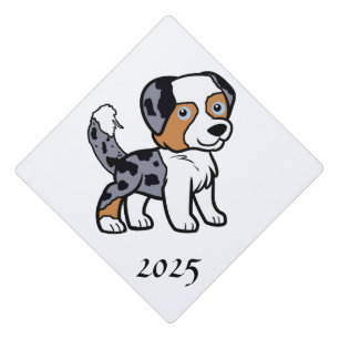 Toque De Diplômé Miniature American Shepherd Blue Merle avec queue