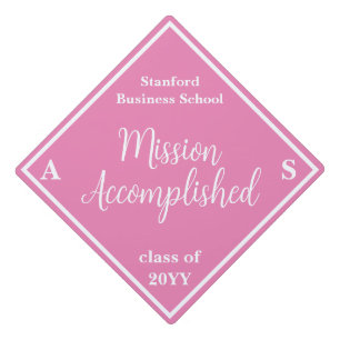 Toque De Diplômé Mission personnalisée accomplie rose et blanc
