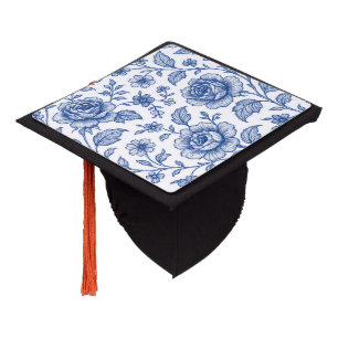 Toque De Diplômé Modèle Floral Royal Bleu Rose