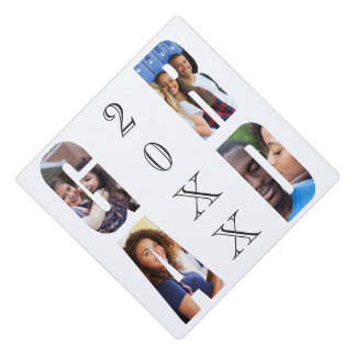 Toque De Diplômé Modern Graduate Black White Letter Photo Collage