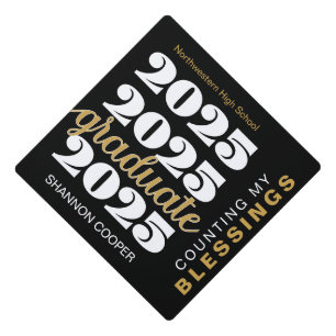 Toque De Diplômé Moderne 2025 Gold Compting Mes Bénédictions Diplôm