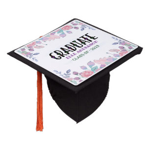 Toque De Diplômé Moderne Chic Aquarelle Bleu Hydrangée Florale