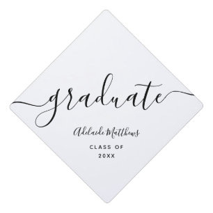 Toque De Diplômé Moderne Simple Chic noir blanc Script personnalis