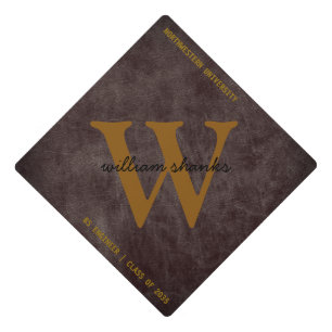 Toque De Diplômé Monogram burgundy cuir noir script nom chic