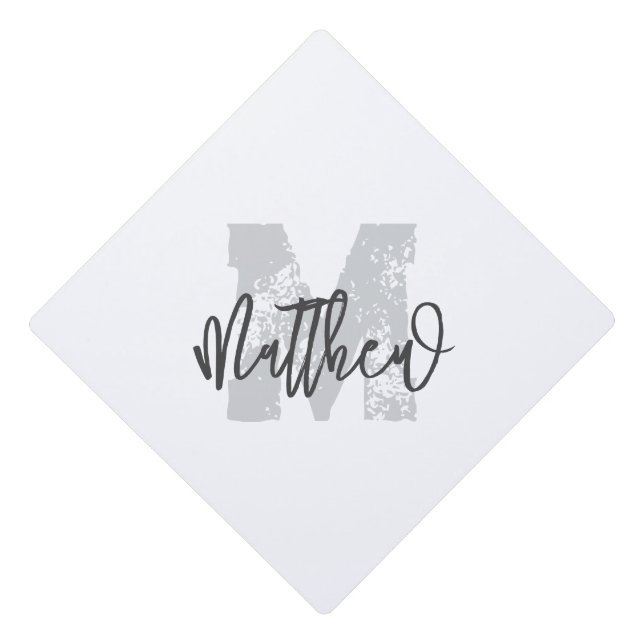 Toque De Diplômé Monogram Modern Cool Grunge Ajouter Votre Nom (Devant)