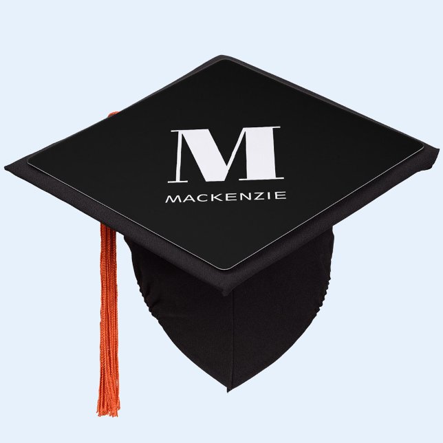 Toque De Diplômé Monogram Name Simple (Monogram initial name personalized graduation hat topper)