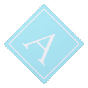 Toque De Diplômé Monogramme bleu ciel simple