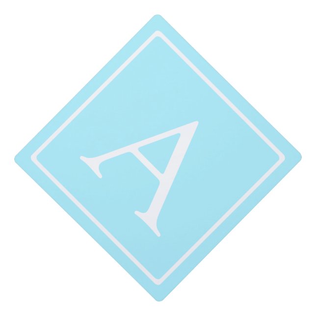 Toque De Diplômé Monogramme bleu ciel simple (Devant)