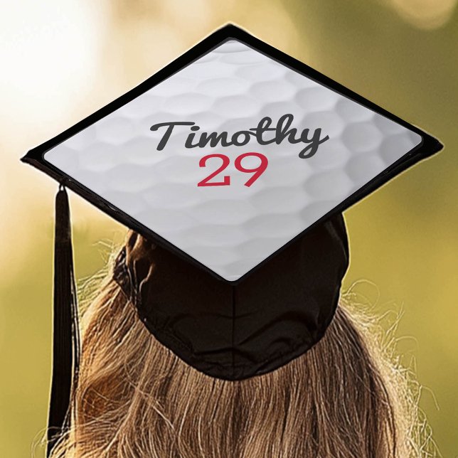 Toque De Diplômé Monogramme de balle de golf - Ajouter une année ou (Custom Graduation Cap Topper)