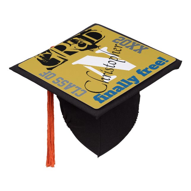 Toque De Diplômé Monogramme Gold Noir Enfin Gratuit (Incliné)