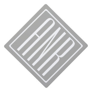 Toque De Diplômé Monogramme initial Blanc sur gris clair