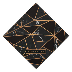 Toque De Diplômé Mosaïque de marbre noir et doré