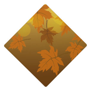 Toque De Diplômé Motif d'automne avec feuilles d'érable en chute et
