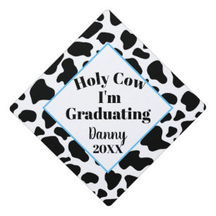 Toque De Diplômé Motif de la vache noire et blanche
