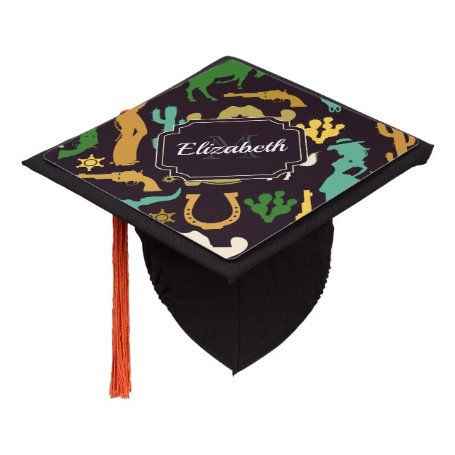 Toque De Diplômé Motif du pays (Incliné)