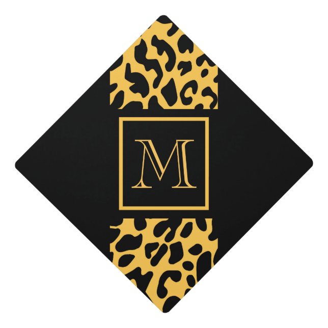 Toque De Diplômé Motif Empreinte de léopard (Devant)