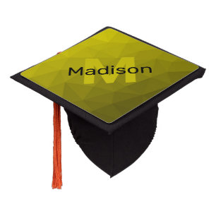 Toque De Diplômé Motif en maille géométrique gris foncé jaune