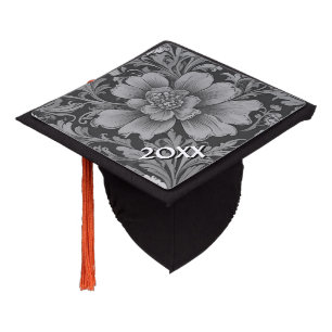 Toque De Diplômé Motif floral vintage monochrome année de promo
