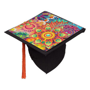 Toque De Diplômé Motif funky rétro Abstrait Bohème