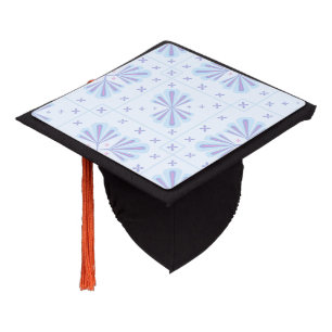 Toque De Diplômé Motif géométrique floral bleu pastel répétitif