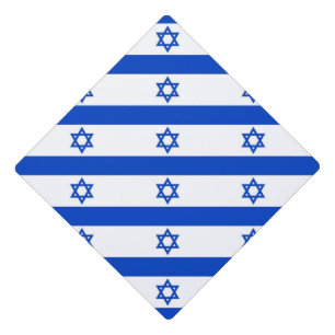 Toque De Diplômé Motif juif bleu d'étoile de David