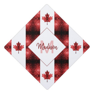Toque De Diplômé Motif Monogramme du drapeau du Canada