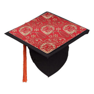 Toque De Diplômé Motif Red Gold Paisley Bandana